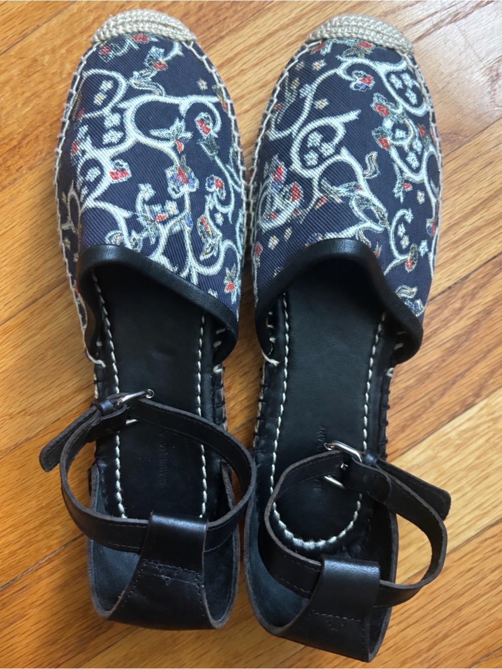 Isabel Marant Paisley Espadrille Ankle Strap Sandals Navy Size 40 - EUC